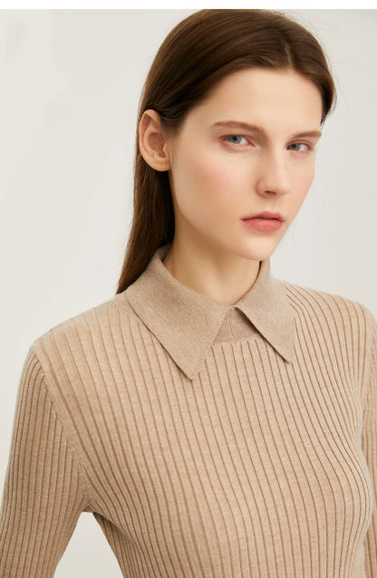 Women’s Slim Fit Striped Sweater – Autumn Office Basic Knitted Top