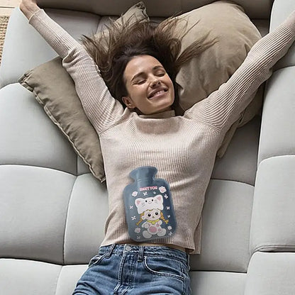 Plush Hot Water Bottle – Soft Portable Bed & Foot Warmer