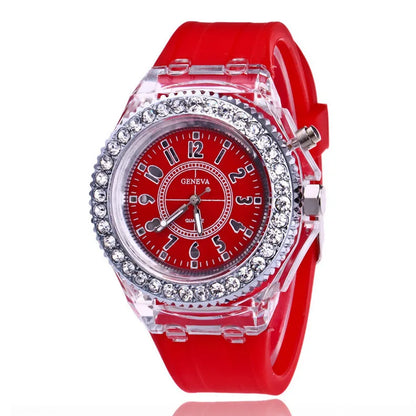 LED Flash Luminous Watch 7-Color Light Unisex Jelly Wristwatch