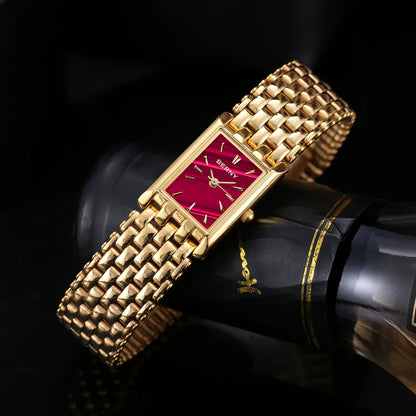 Gold Square Women’s Quartz Wristwatch | Luxury Fashion Watch
