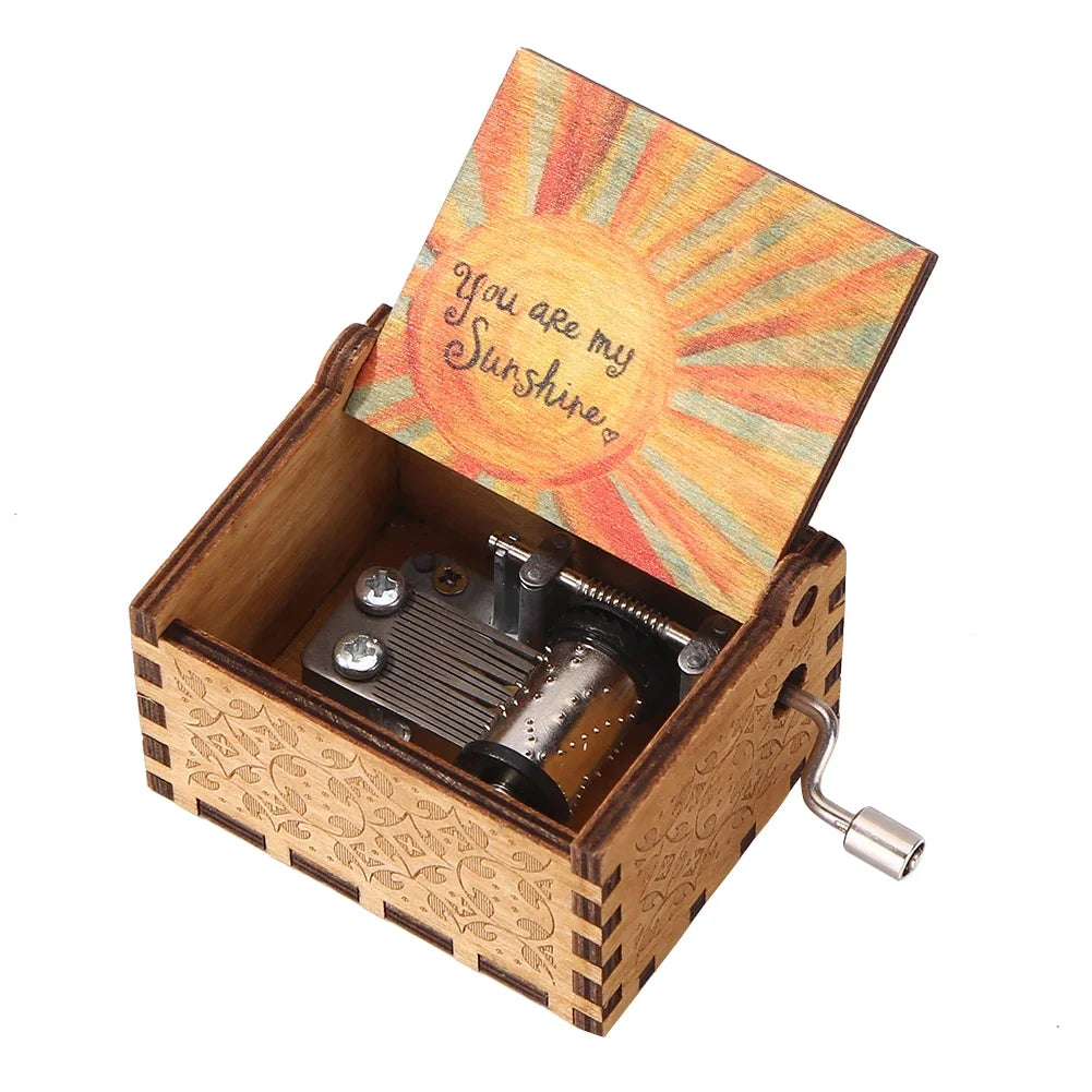 Wooden Hand Crank Music Box