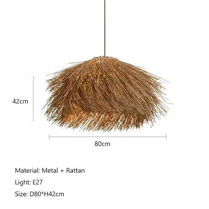 Retro Hand-Woven Rattan LED Chandeliers – Pendant Lights 40–80cm