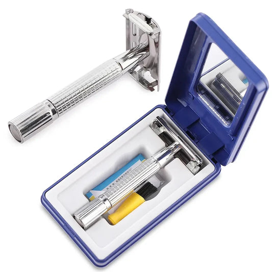 Men’s Straight Shaving Razor – Folding Blade Barber Tool with 10 Blades