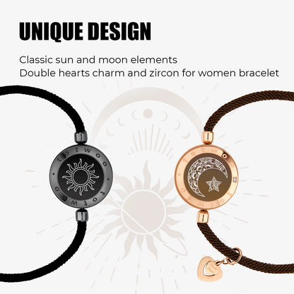 Long Distance Touch Bracelets – Sun & Moon Light-Up Couples Gift