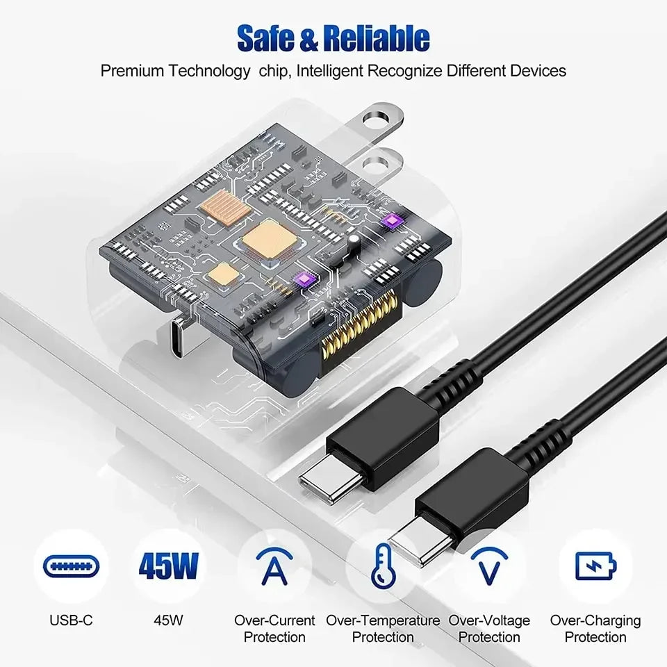 PD 45W USB-C Wall Charger – Fast Adapter for Samsung & iPhone 15