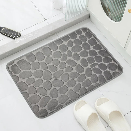Anti-Slip Cobblestone Bathroom Floor Mat – Water Absorbent Rug