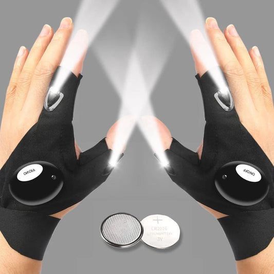 LED Half Finger Gloves – Waterproof Fingerless Gloves for Outdoor Activities