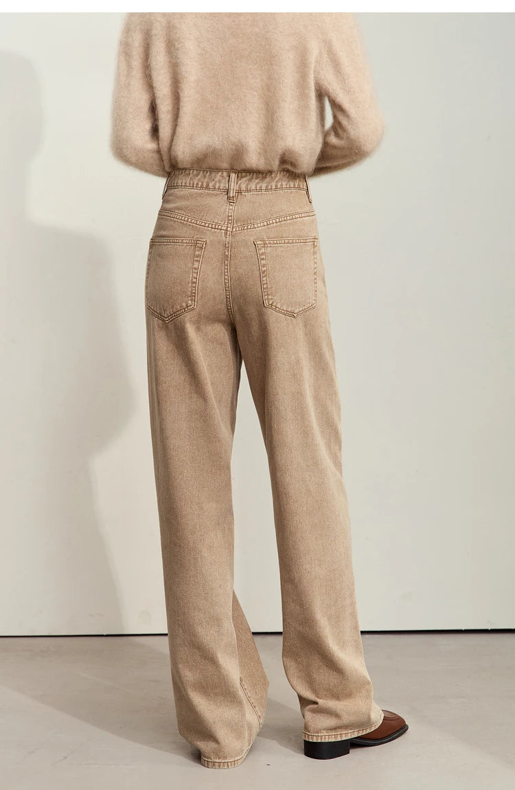 Women’s Retro Wide-Leg Jeans – Loose Straight Cotton Denim Pants
