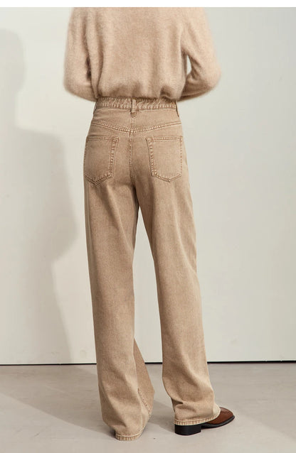 Women’s Retro Wide-Leg Jeans – Loose Straight Cotton Denim Pants