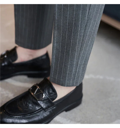 Cartmela Men’s Black Striped Suit Pants