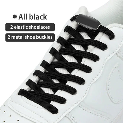No-Tie Elastic Shoelaces with Metal Lock | Quick Fit for All Shoes