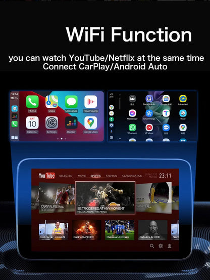 3-in-1 Car Video Smart Box with Android 12, CarPlay & WiFi