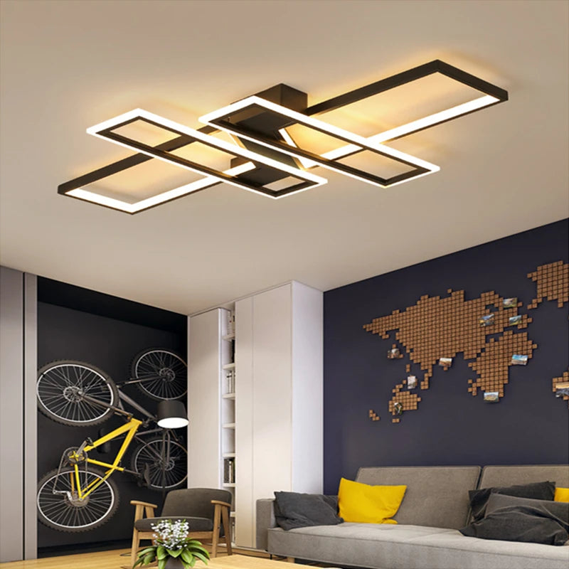 Modern Rectangle LED Ceiling Light – Creative Living Room Fixture