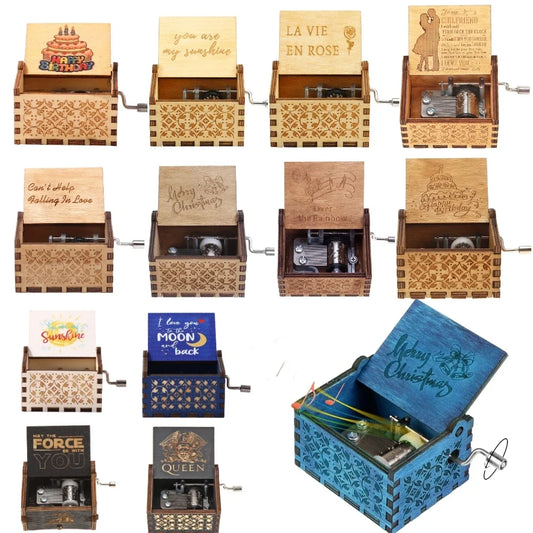 Wooden Hand Crank Music Box