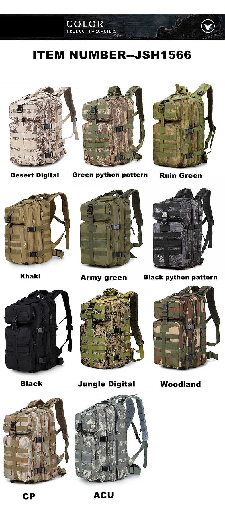 Tactical Backpack – Small Gym, Travel & Hiking Bag with Molle System