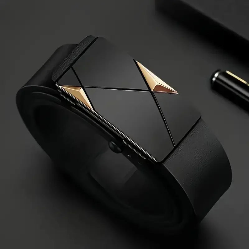 Stylish Men’s PU Leather Belt Automatic Buckle