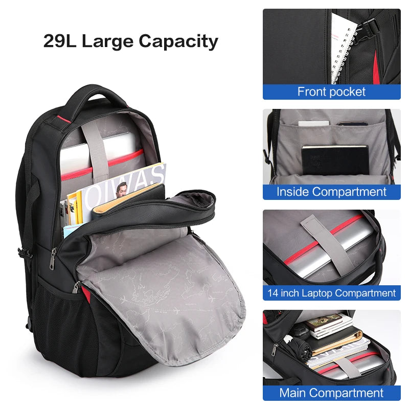 14 Inch Waterproof Nylon Laptop Backpack – Casual Travel School Bag