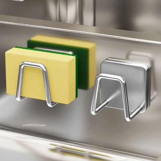 Stainless Steel Sink Sponge Holder – Wall-Mount Kitchen Organizer