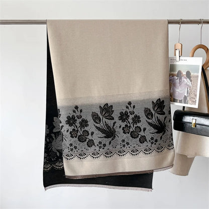 2024 Floral Cashmere Scarf – Warm Winter Pashmina Shawl Wrap
