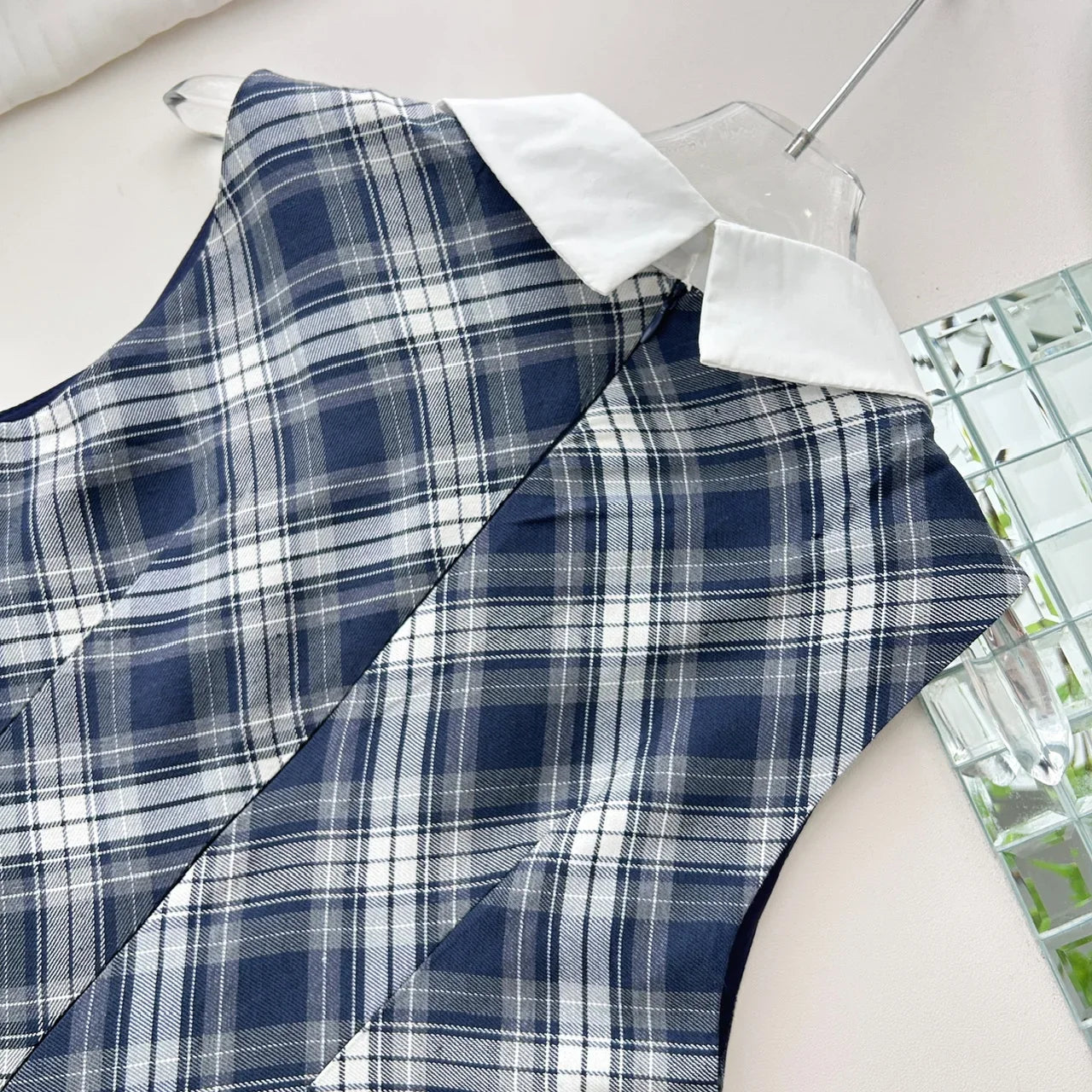 Women’s Summer Sweet Plaid Sleeveless Dress – Elegant Sexy Lace Dress
