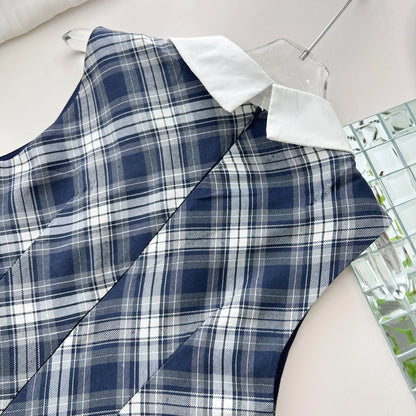 Women’s Summer Sweet Plaid Sleeveless Dress – Elegant Sexy Lace Dress