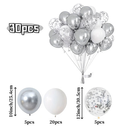 16pcs Black Metallic Sequin Balloons – Party & Event Decor