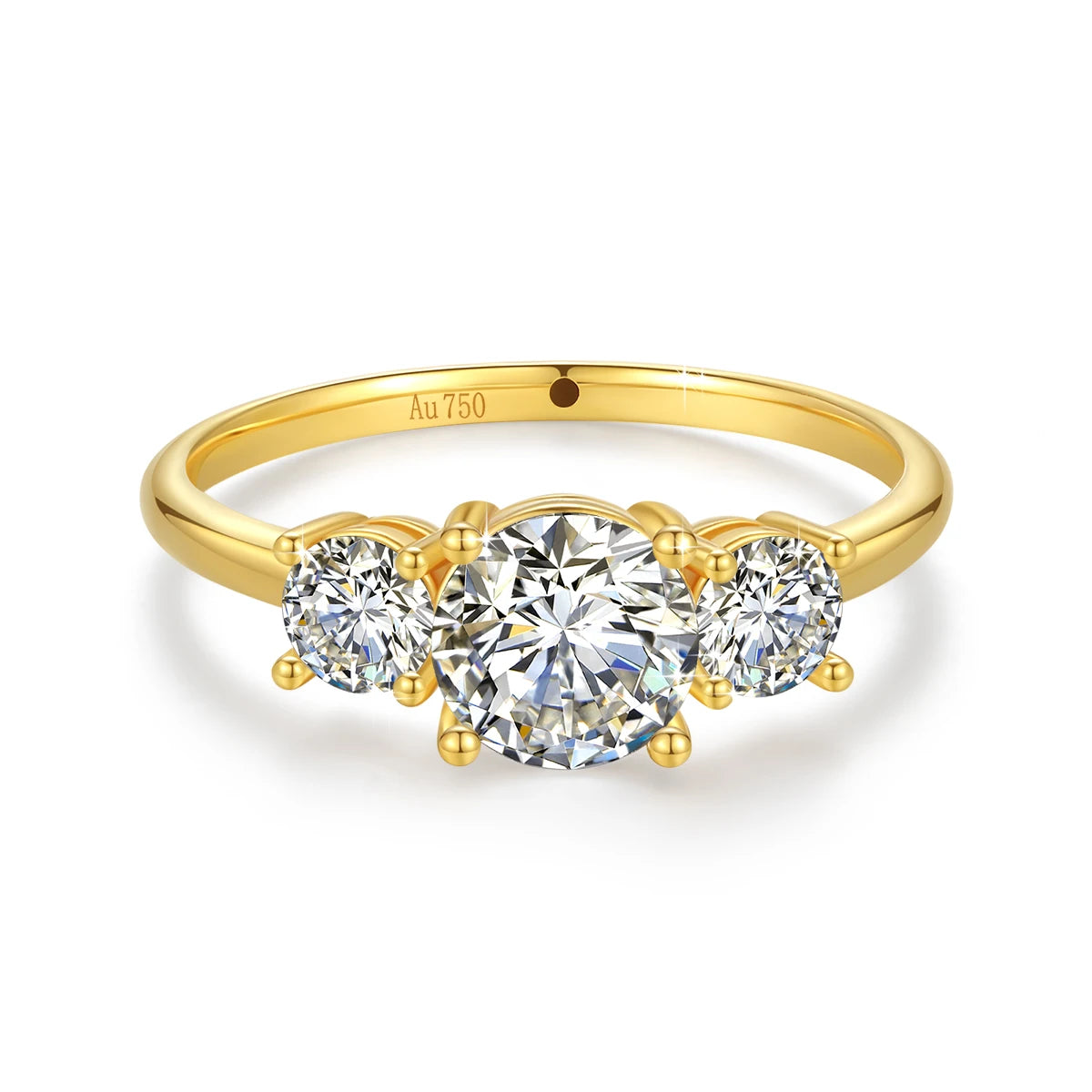 18K Gold Moissanite 3-Stone Ring for Women – Luxury Engagement