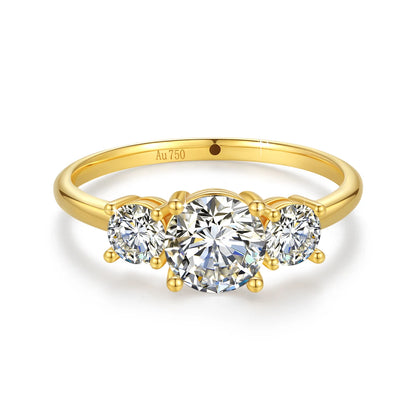 18K Gold Moissanite 3-Stone Ring for Women – Luxury Engagement