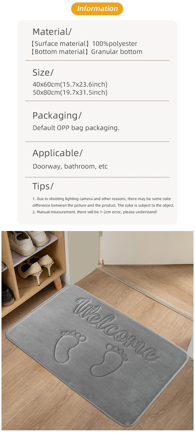Anti-Slip Cobblestone Bathroom Floor Mat – Water Absorbent Rug