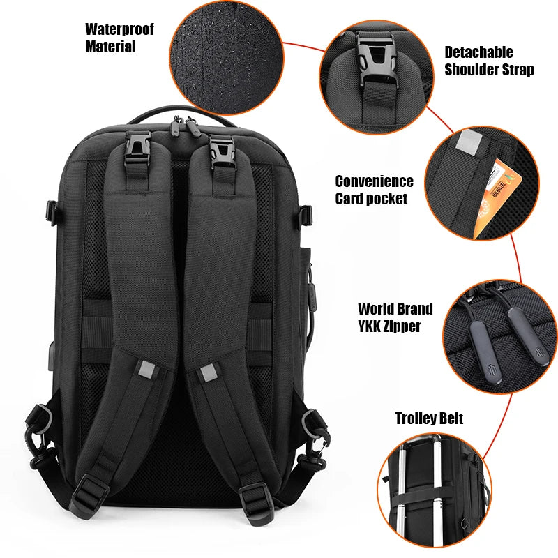 Waterproof 17.3" 2-in-1 Travel Laptop Backpack – 60L Large Capacity