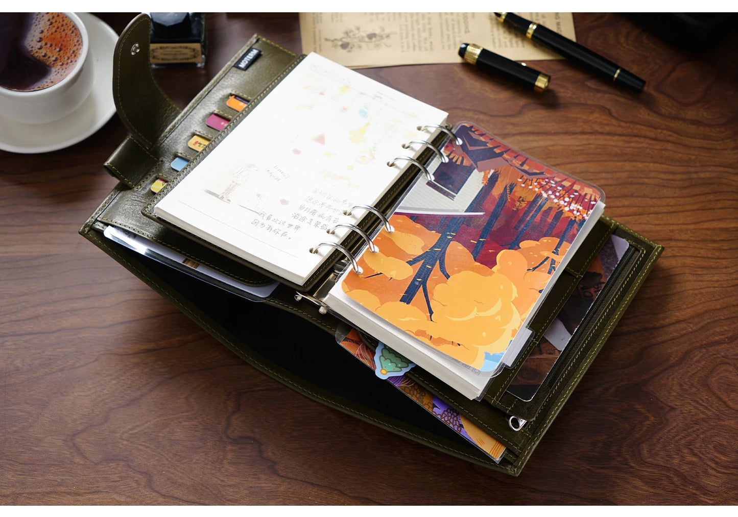 Full Grain Leather Planner with Rings – Personal Size Organizer