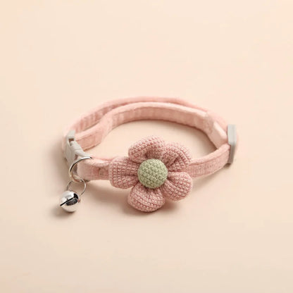 Adjustable Cat Collar with Bell – Cute Flower Design for Small Pets