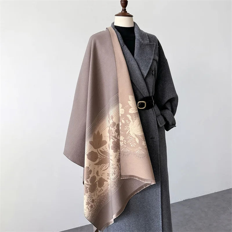 2024 Floral Cashmere Scarf – Warm Winter Pashmina Shawl Wrap