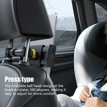 Adjustable Car Headrest Tablet & Phone Holder | 360° Rotation Mount