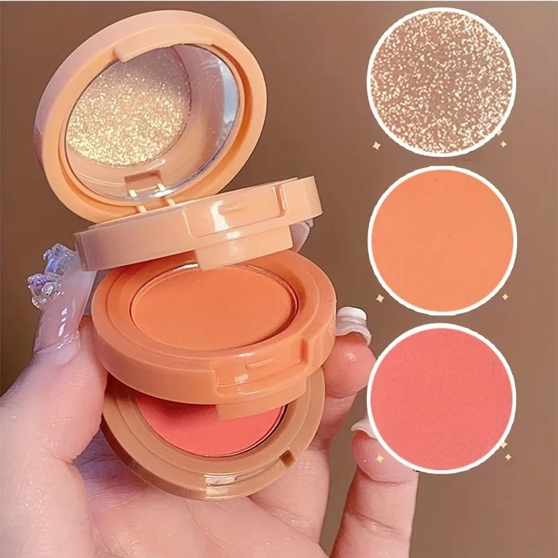 3-in-1 Makeup Palette–Blush, Highlighter & Contour with Glitter Finish
