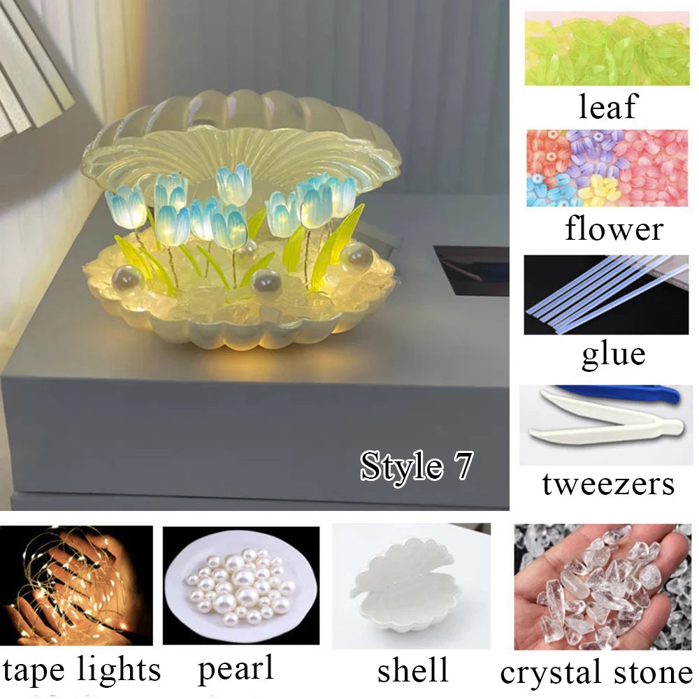DIY Tulip LED Night Light – Battery Operated Flower Table Lamp