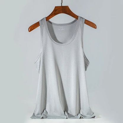 Men’s Ice Silk Mesh Tank Top Bodybuilding Fitness Vest