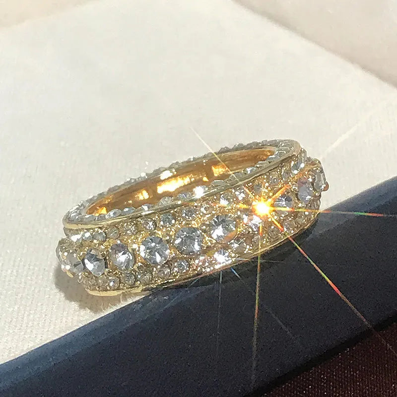 14K Gold Color Full Diamond Round Ring – Wedding & Engagement