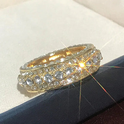 14K Gold Color Full Diamond Round Ring – Wedding & Engagement