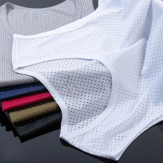 Men’s Ice Silk Mesh Tank Top Bodybuilding Fitness Vest
