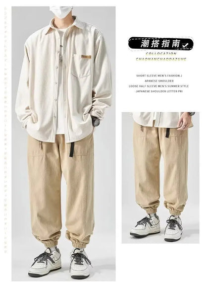 Men’s Loose Corduroy Shirt – Casual Thick Long Sleeve Top