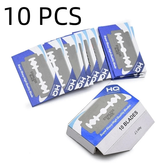 Men’s Straight Shaving Razor – Folding Blade Barber Tool with 10 Blades