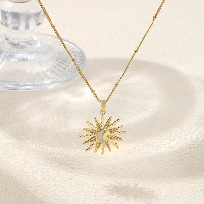 18K Gold Plated Galaxy Enamel Pendant Necklace – CZ Curb Chain