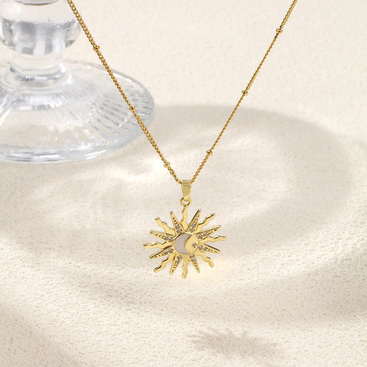 18K Gold Plated Galaxy Enamel Pendant Necklace – CZ Curb Chain