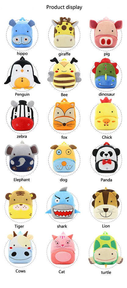 Cartmela Cute Animals Cartoon Plush Backpack - Kids Schoolbag