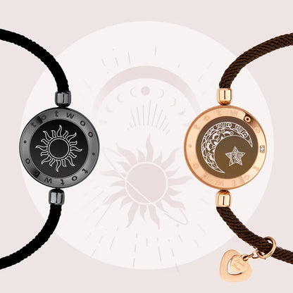 Long Distance Touch Bracelets – Sun & Moon Light-Up Couples Gift