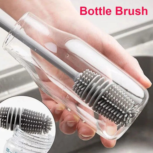 Silicone Milk Bottle Brush – Long Handle Drink Bottle & Glass Cleaner