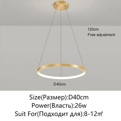 Modern Round LED Pendant Light – Black/White Minimalist Chandelier
