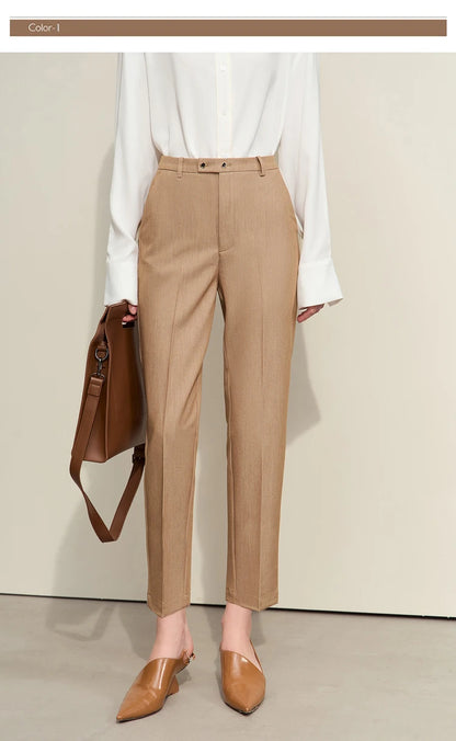 Women’s Straight Casual Pants – Summer Elastic Waist Office Wear