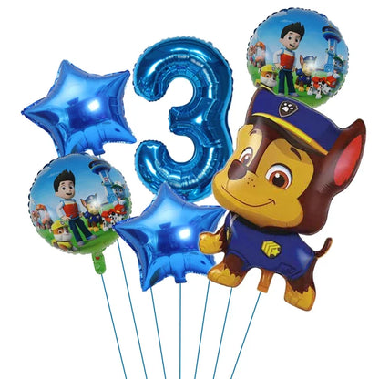 6pcs Paw Patrol Foil Balloons – Kids Birthday Party Decorations